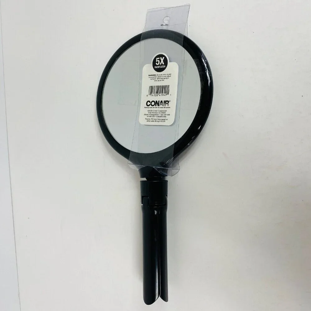 Conair Adjustable Mirror Tripod 5X Magnification Black Lightweight
